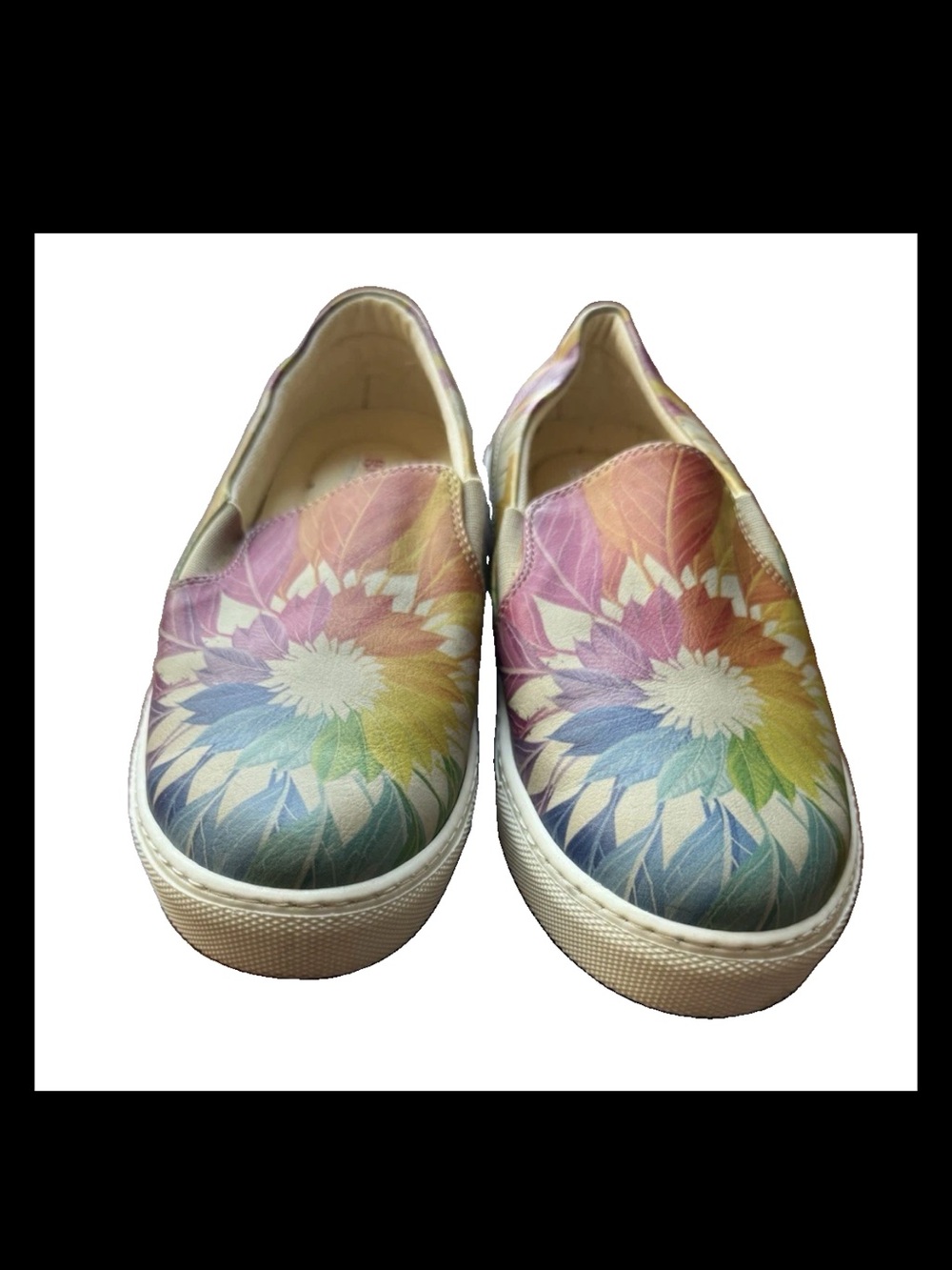 Goby Multi-Color Leaves Women Slip-On Sneaker Floral Shoes EU 40